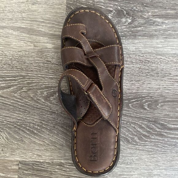 Born Brown Leather Sandals Adjustable straps Cushioned 8M/W Comfortable Casual - Picture 2 of 11